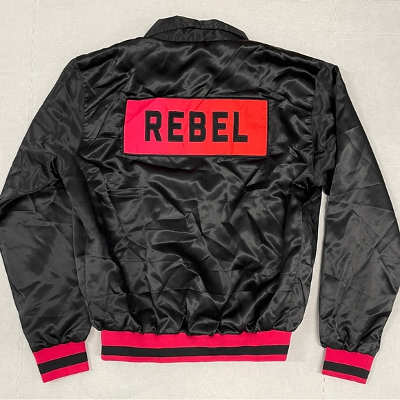 Captain Rebel Black & Pink Silk Button Up Jacket - Size Medium - Picture 2 of 3